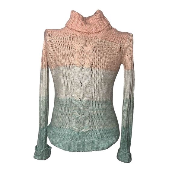 Beautiful FENN WRIGHT MANSON Women’s Turtleneck Sweater Size S Peach Cream Green - Picture 2 of 12